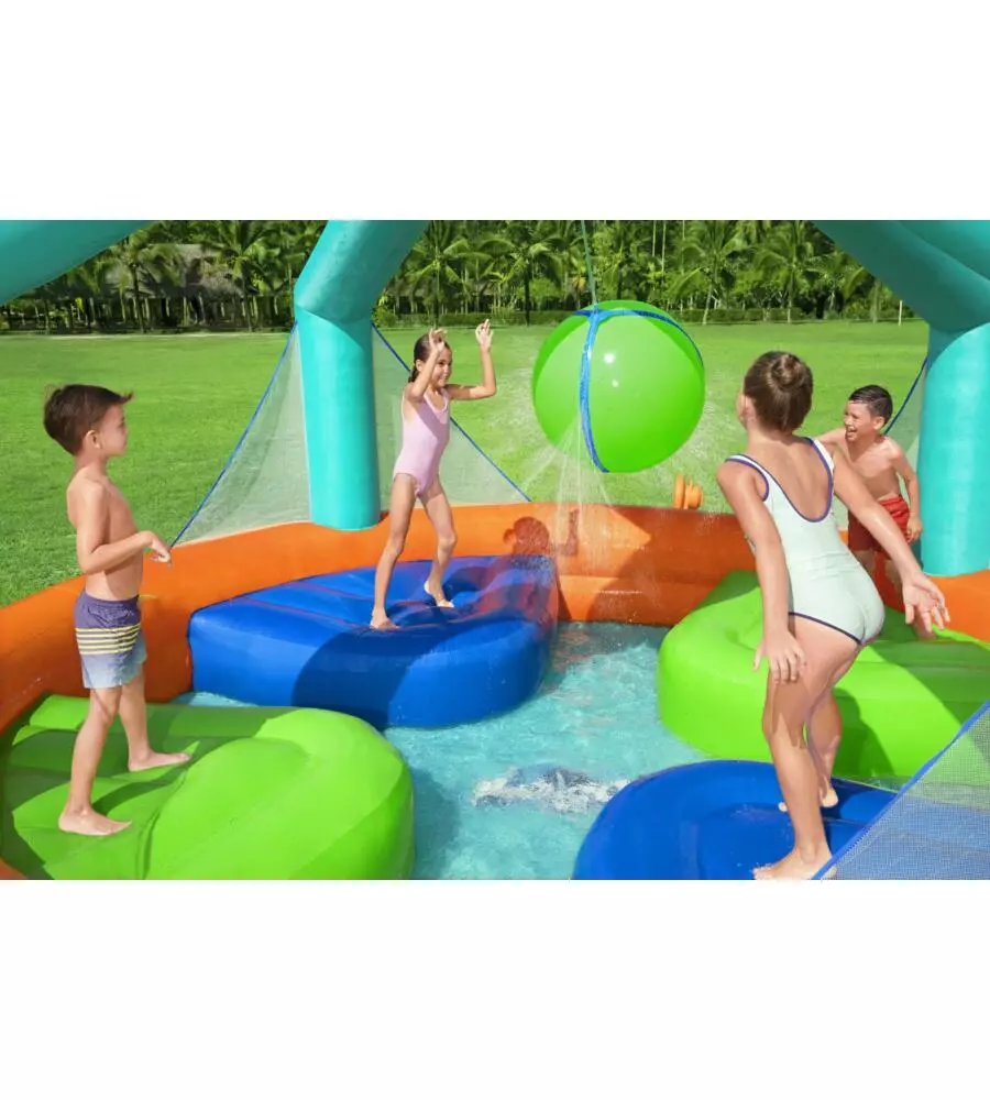 PARCO ACQUATICO GONFIABILE CON KIT COMPLETO BESTWAY "H2OGO DODGE & DRENCH" 450X450X268 CM - COD. 53383